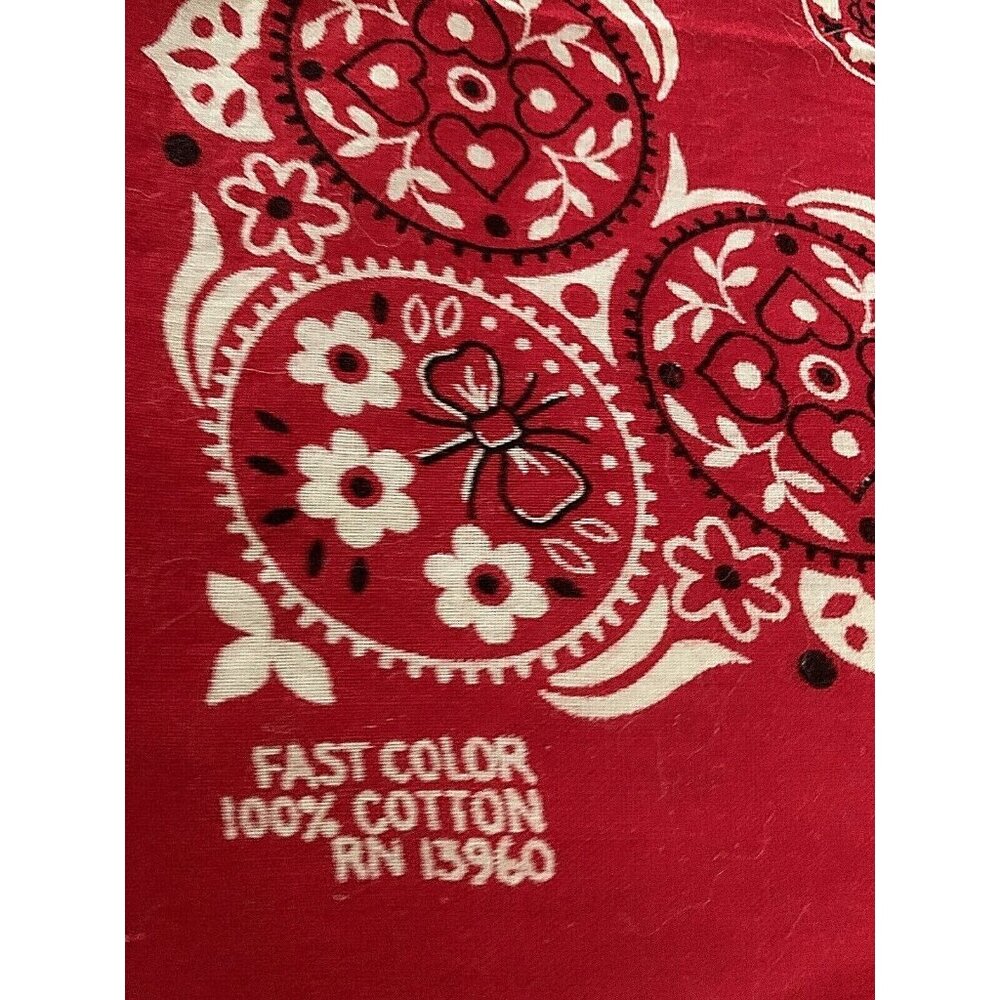 1950s Bandana Fast Color 100% Cotton Hearts, Flowers, Circles, Geometric 21 x 20